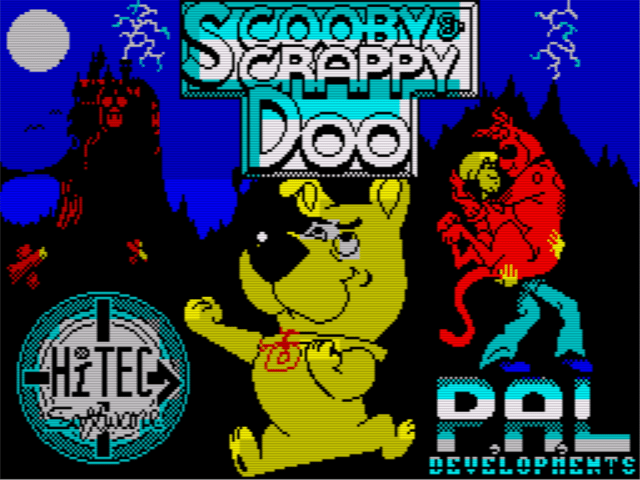 Scooby-Doo and Scrappy-Doo title screen for ZX Spectrum
